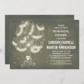 Stringleuchten rustikales Abendessen mit Probe Einladung (Vorne/Hinten)