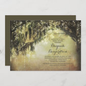 Stringleuchten rustikales Brautparty Vintag Einladung (Vorne/Hinten)