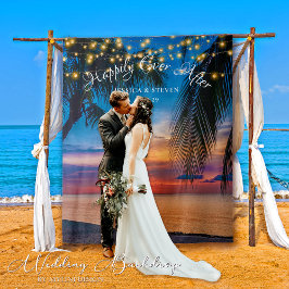 Stringleuchten Sonnenuntergang Palm Beach Hochzeit Wandteppich