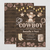 Stringlight Cowboy ist auf dem Weg Baby Shower Einladung (Vorne/Hinten)