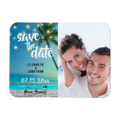 Strings Lights Tropical Beach Save the Date Foto Magnet (Horizontal)