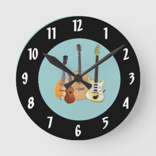 Strings-Musical Instruments Runde Wanduhr