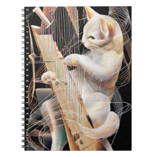 Strings of Imagination – Surreal Cat Notebook Notizblock (Vorderseite)