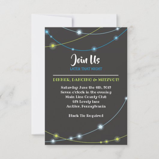 STRINGS OF STAR Bar Bar Mitzvah Empfangs Karte (Vorderseite)