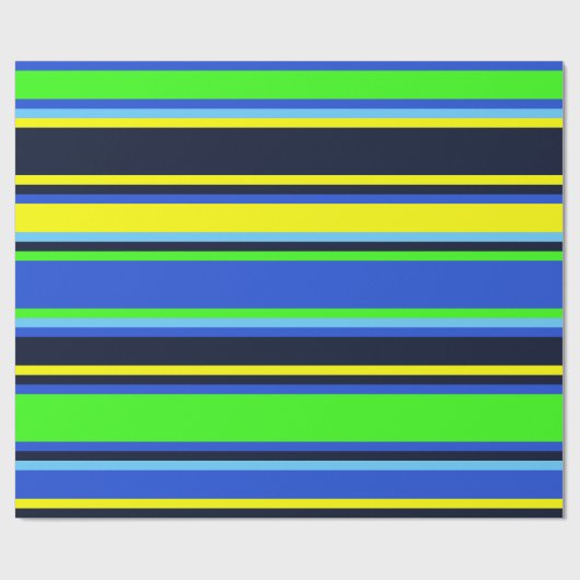Strip Blau, Limon und gelb Moderne Geschenkwrap Geschenkpapier (Flach)