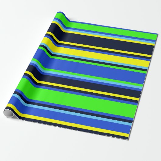 Strip Blau, Limon und gelb Moderne Geschenkwrap Geschenkpapier (Ungerollt)