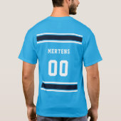 Strip Blue Sports Jersey Teamname Unisex T-Shirt (Rückseite)