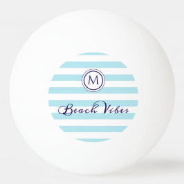 Strip Blue White Beach Vibes Preppy Monogram Tischtennisball