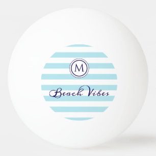 Strip Blue White Beach Vibes Preppy Monogram Tischtennisball