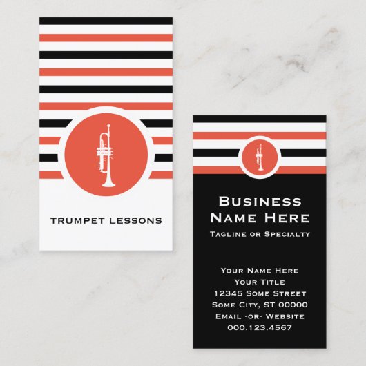 Strip Chic Trumpet Business Card Visitenkarte (Vorne/Hinten)