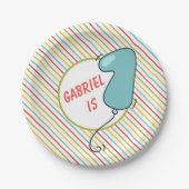 Strip First Birthday Ballon Themed Pappteller (Vorderseite)
