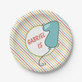 Strip First Birthday Ballon Themed Pappteller