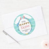 Strip Floral Simple Elegante Ostersonnige Familie Runder Aufkleber (Umschlag)