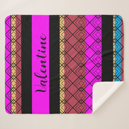 Strip Gemustert Cosy Romantic Boho Valentine Sherpadecke (Vorderseite (Horizontal))