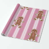 Strip Gingerbrot Boy Wrapping Paper Geschenkpapier (Ungerollt)