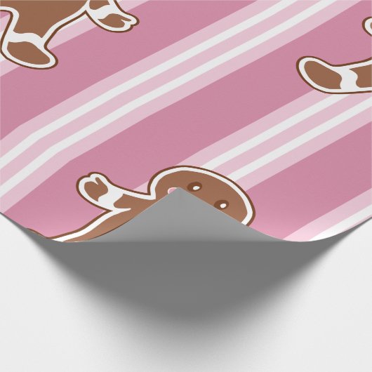 Strip Gingerbrot Boy Wrapping Paper Geschenkpapier (Ecke)