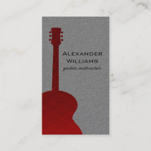 Strip Guitar Music Business Card, Red Visitenkarte