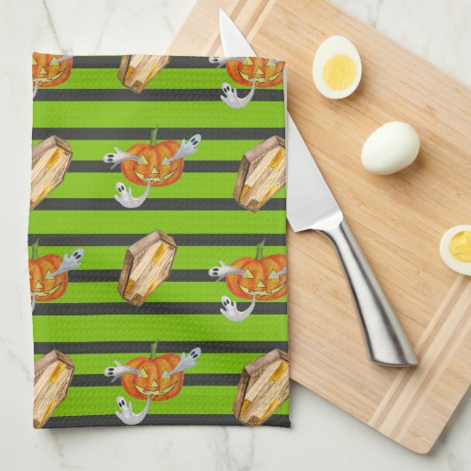 Strip Halloween Geschirrtuch (Viertel Falte)