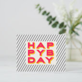 Strip Happy Bday Typografy Postcard Postkarte (Stehend Vorderseite)