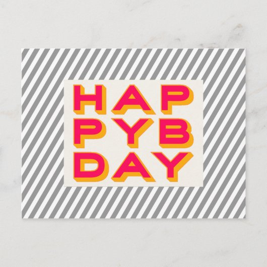 Strip Happy Bday Typografy Postcard Postkarte (Vorderseite)