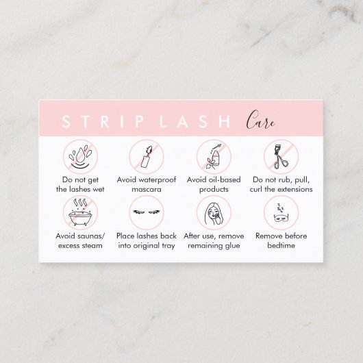 Strip Lash Aftercare Visitenkarte (Rückseite)