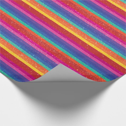 Strip Mehrfarbiger Glitzer Print Geschenkpapier (Ecke)