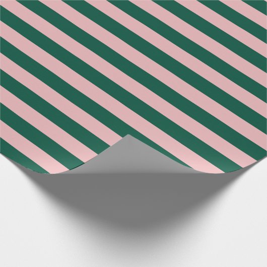 Strip Moderner Weihnachtsfeiertag Grün Rosa Geschenkpapier (Ecke)
