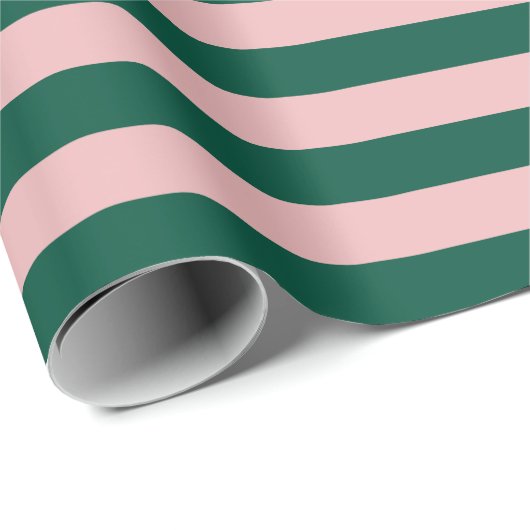 Strip Moderner Weihnachtsfeiertag Grün Rosa Geschenkpapier (Rolleneckpunkt)
