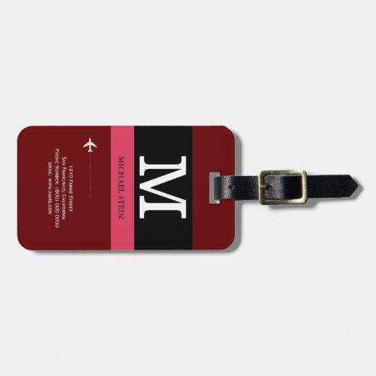 Strip-Monogramm Gepäckanhänger (Vorderseite horizontal)