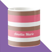 Strip Muster Mocha Brown Pink White personalize Kaffeetasse