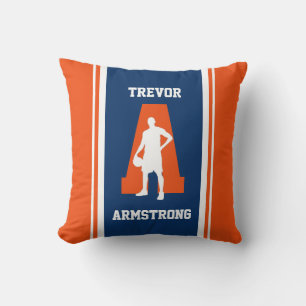 Strip Navy und Orange Basketball Kissen Kissen