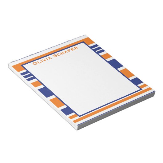 Strip Orange und Navy Blue Notepad Notizblock (angewinkelt)