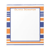 Strip Orange und Navy Blue Notepad Notizblock (Vorderseite)