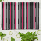 Strip Pink Black Kitchen Handtuch (Gefaltet)