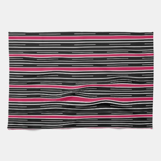 Strip Pink Black Kitchen Handtuch (Horizontal)