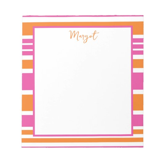 Strip Pink und Orange Notepad Notizblock (Vorderseite)