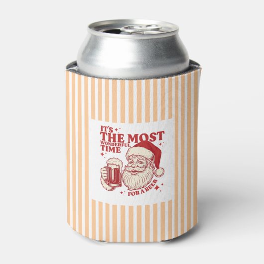 Strip Retro Santa Wunderbare Zeit für ein Bier Dosenkühler (Kanne Vorderseite)