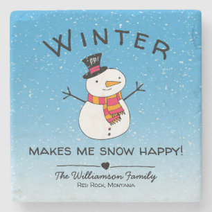 Strip Scarf Happy Snowman Lieben Winter Steinuntersetzer