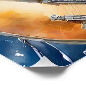 Strip Tabby Cat Rock Star Gitarre Brown Poster (Ecke)