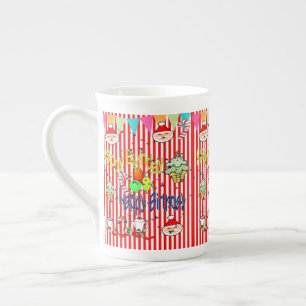 Stripe Alles Gute zum Geburtstag Frohe Weihnachten Porzellantasse