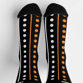 Stripe and Polka Dots Orange and Black Halloween Socken