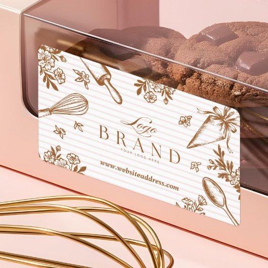 Stripe Baking Utensil Pastry Cake Bakery Shop Logo