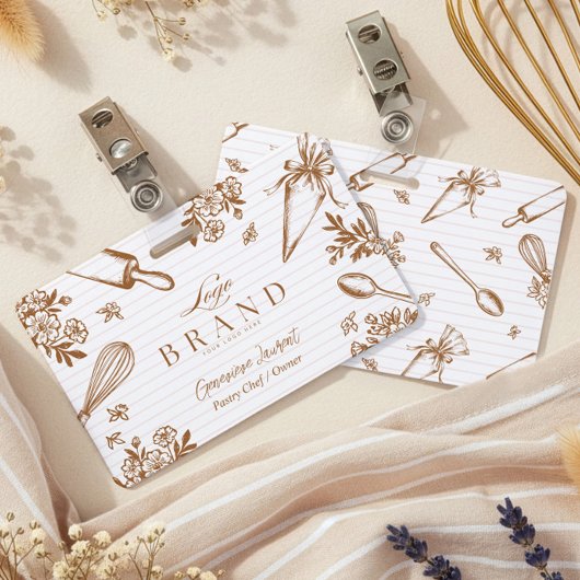 Stripe Baking Utensil Pastry Cake Bakery Shop Logo Ausweis