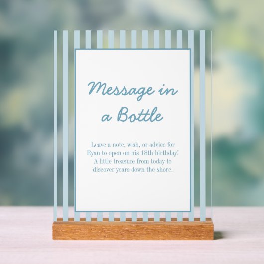 Stripe Beach Club Message In a Bottle keepsake  Acrylschild (Neutral)