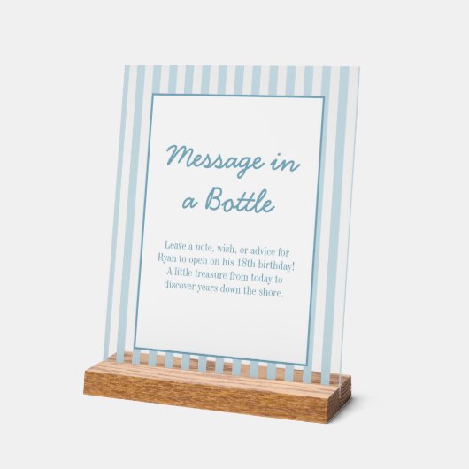 Stripe Beach Club Message In a Bottle keepsake  Acrylschild (Winkel)