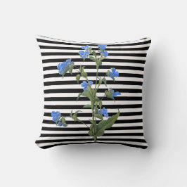Stripe Black Blue Blume Doppelhamptons Kissen