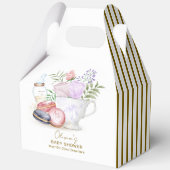 Stripe Bonjour Floral Macarons Tea Baby Dusche Geschenkschachtel (Vorderseite)