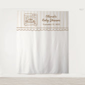 Stripe Bun in the Oven Baby Shower Backdrop Wandteppich (Vorderseite)