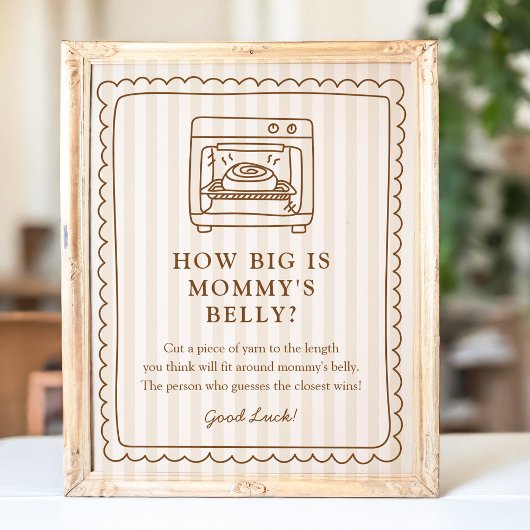 Stripe Bun in the Oven Baby Shower Belly Sign Poster