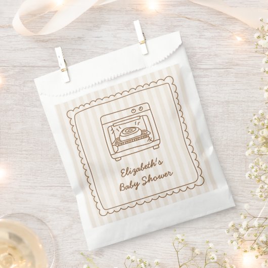 Stripe Bun in the Oven Baby Shower Favor Bag, Geschenktütchen (Ausgeschnitten)